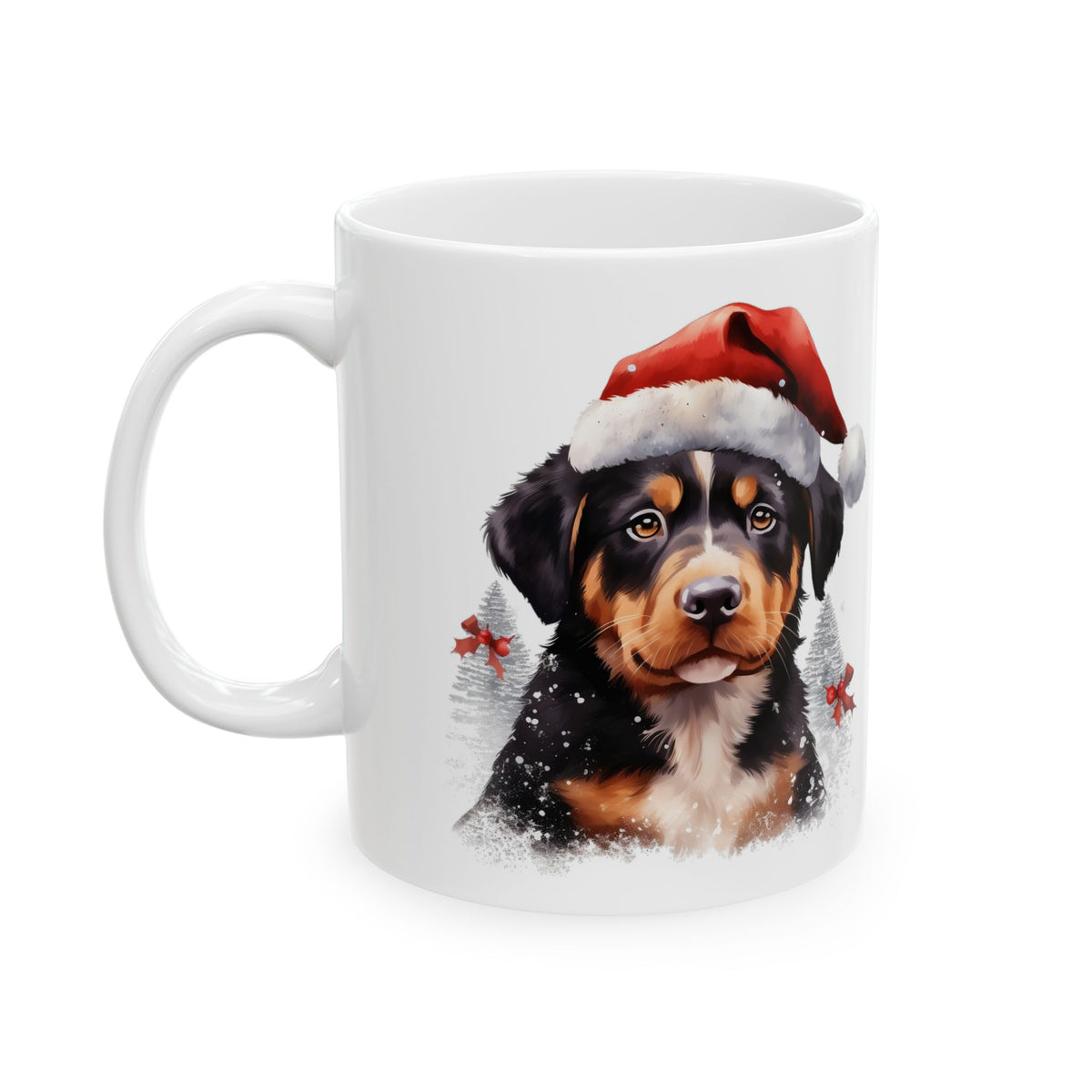 Christmas Dog In Santa Hat Ceramic Mug 11oz Item #945665