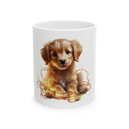 Cute Puppy Ceramic Mug — Adorable Golden Retriever Puppy Coffee Cup 11oz Item #380649