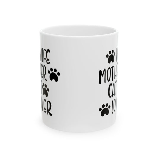 Cat Mom Coffee Mug – "World's Best Mother of Cats" Ceramic Mug with Paw Print Design 11oz Item #83732