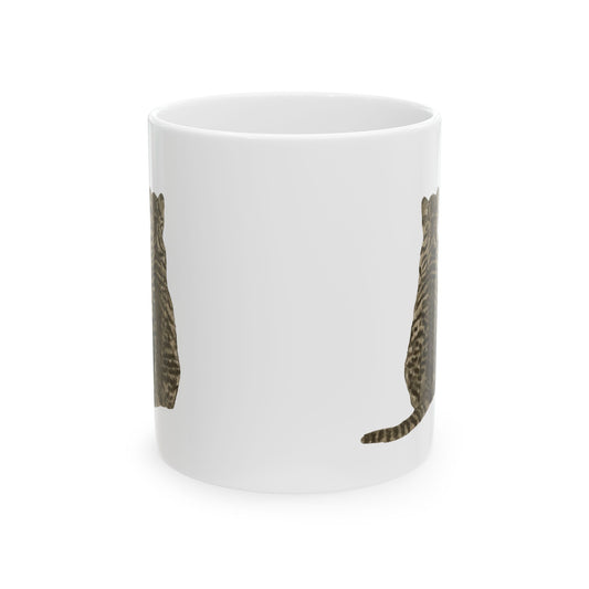 Tabby Cat Ceramic Mug — Cute Sitting Cat Coffee Tea Cup 11oz Item #1250