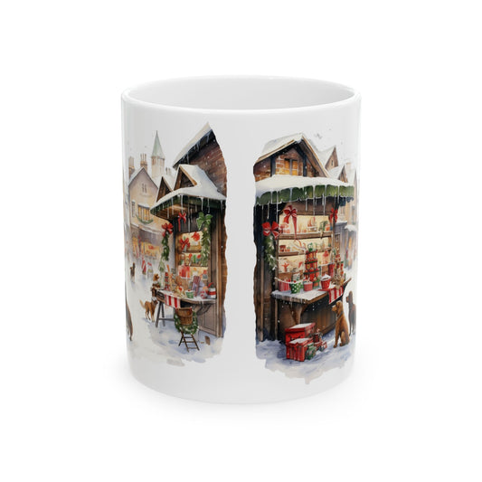 Winter Christmas Market With Dogs Ceramic Mug 11oz Item #943948