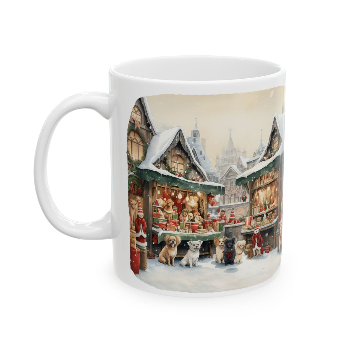 Christmas Village Santa With Dogs Ceramic Mug 11oz Item #41039
