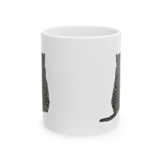 Tabby Cat Ceramic Mug — Cute Standing Cat Coffee Cup 11oz Item #520