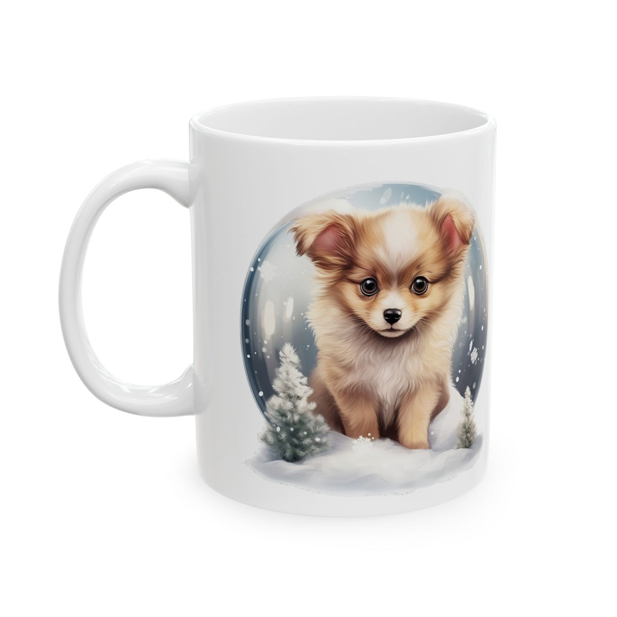 Winter Dog Christmas Tree And Snow Ceramic Mug 11oz Item #399077