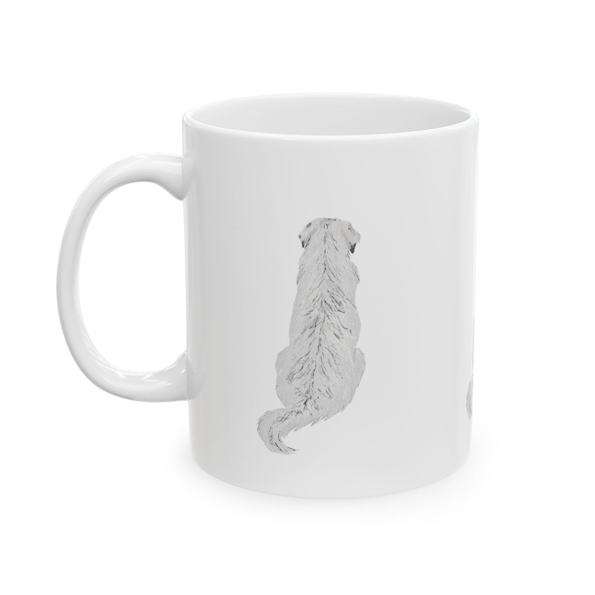 Dog Silhouette Ceramic Mug — Minimalist Back-View Puppy Coffee Cup 11oz Item #492098