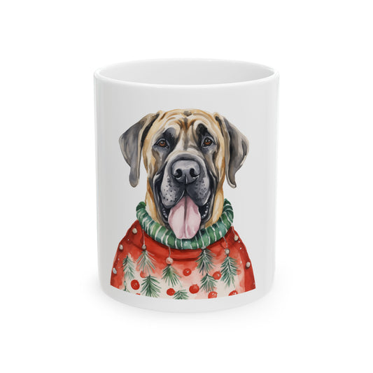 Mastiff Christmas Mug — Festive Dog Holiday Coffee Cup 11oz Item #263861