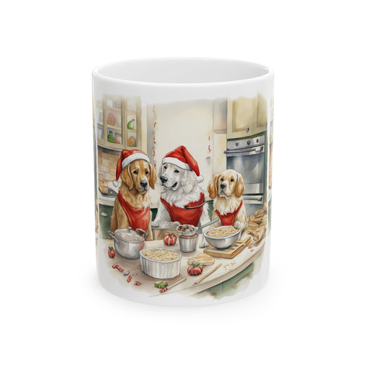 Christmas Dogs Baking Ceramic Mug — Festive Dogs Holiday Coffee Cup 11oz Item #309585