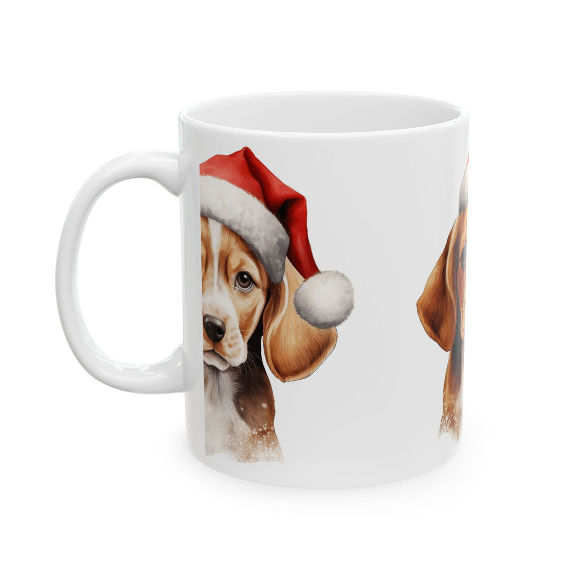 Christmas Beagle Mug — Cute Dog in Santa Hat Ceramic Coffee Cup 11oz Item #813139