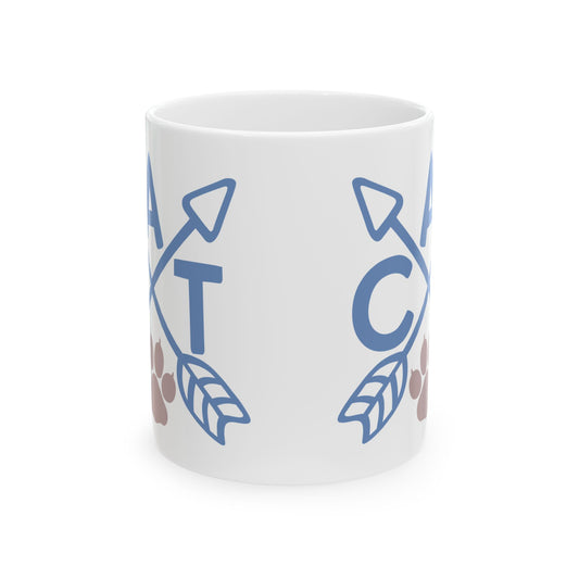 Ceramic Mug - Blue Arrow Floral Cat Initial Monogram 11oz Item #251662