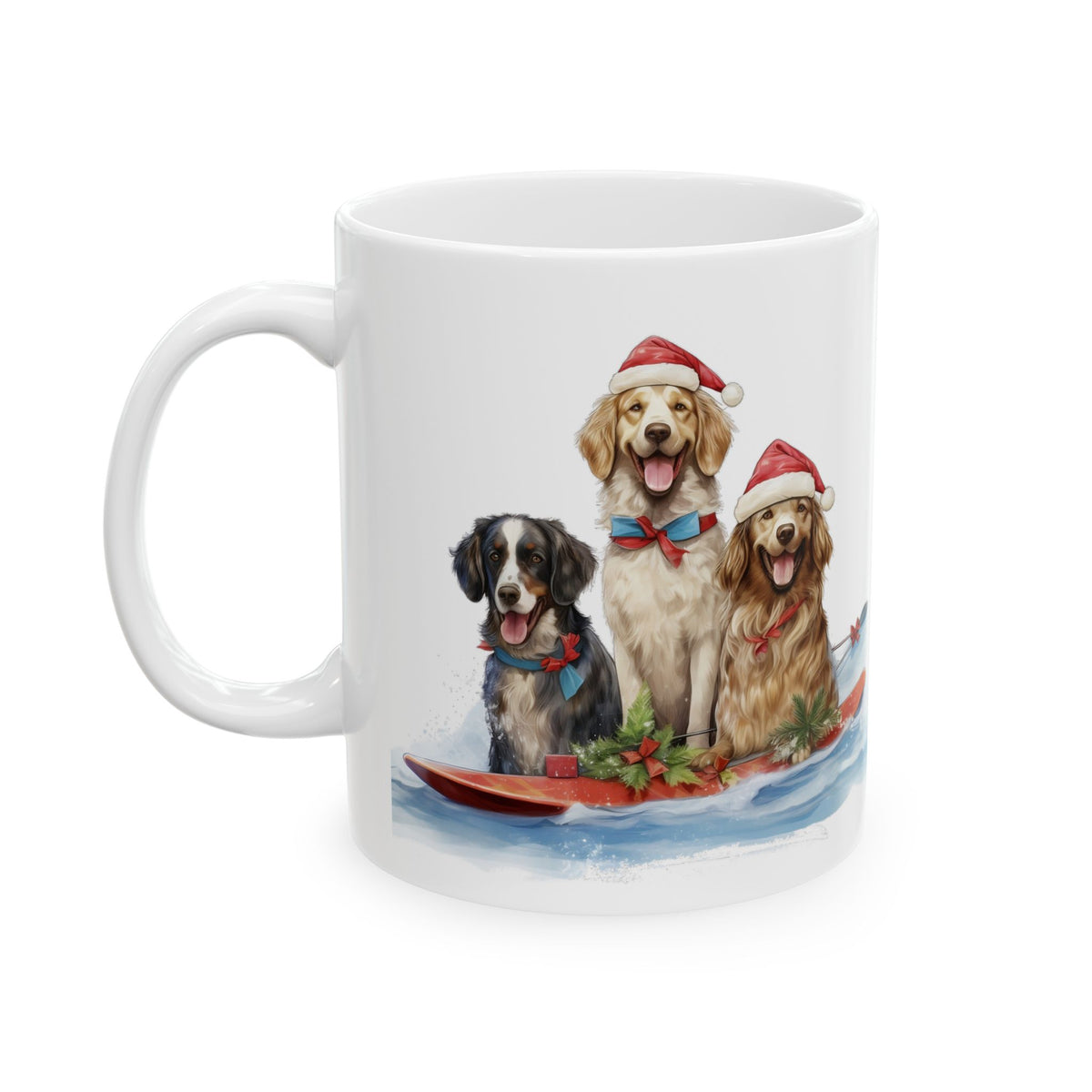 Festive Dogs Skiing Ceramic Mug 11oz Item #239618