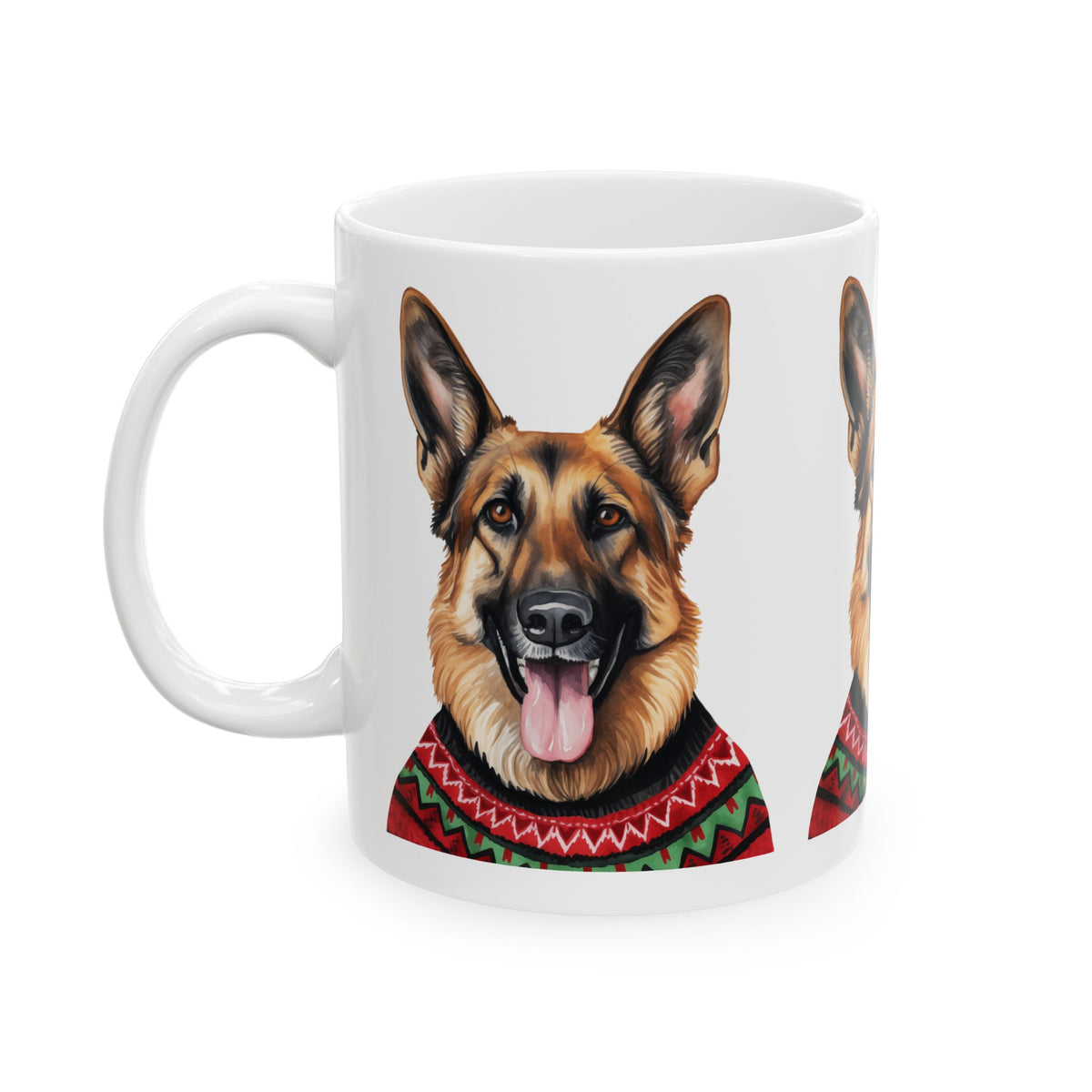 German Shepherd Christmas Mug — Festive Dog Portrait Coffee Cup 11oz Item #633358
