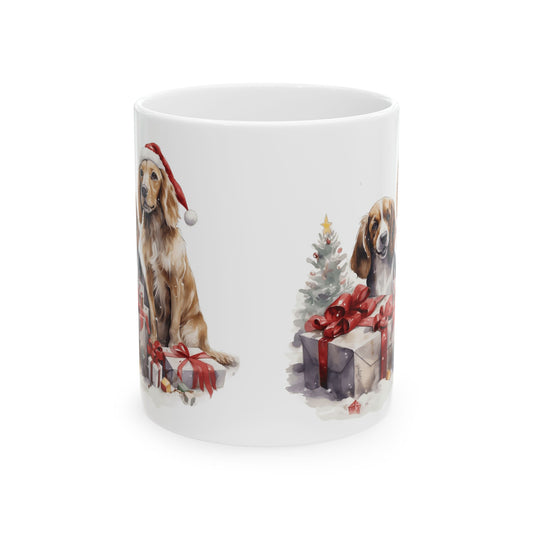Christmas Dogs With Santa Hat and Presents Ceramic Mug 11oz Item #280318