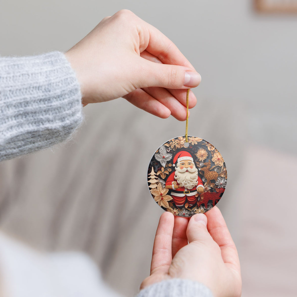 Santa Claus Christmas Ceramic Ornament Item #827084