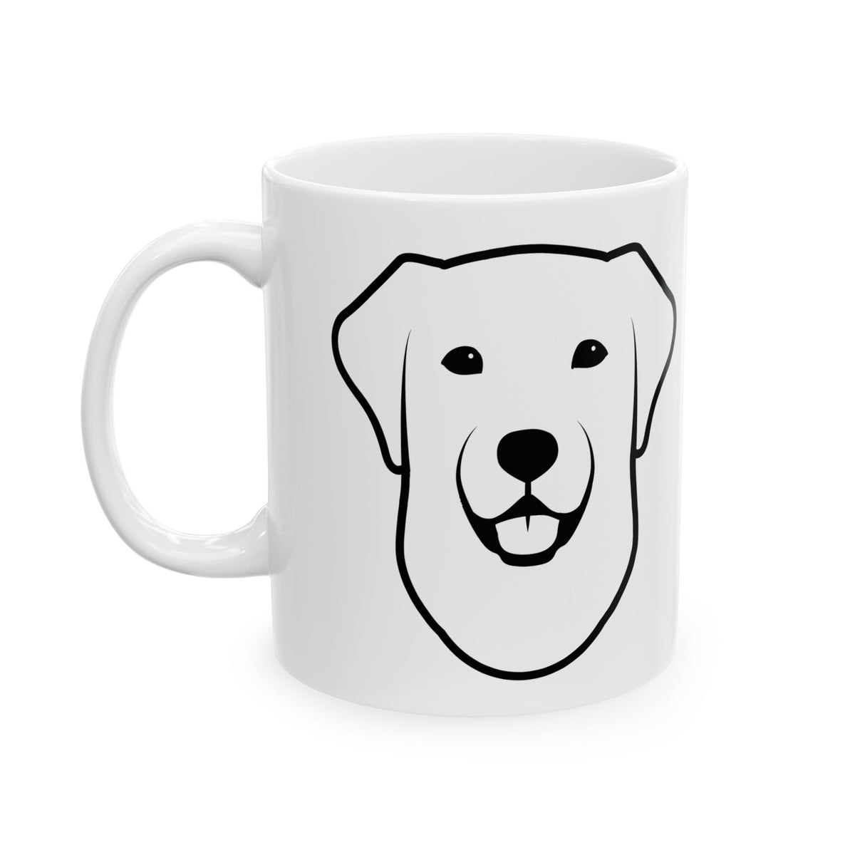 Minimalist Labrador Dog Face Ceramic Mug — Cute Black Line Pet Coffee Cup 11oz Item #5065