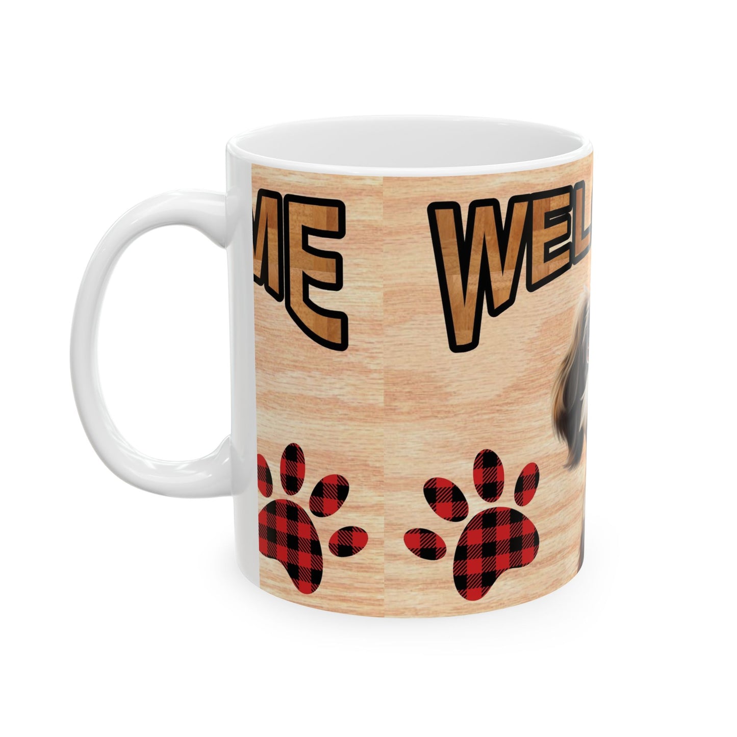 Welcome Puppy Ceramic Mug — Cute Dog Paw Print Coffee Cup 11oz Item #191175