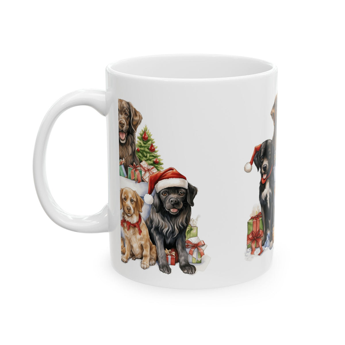 Christmas Dog Mug – Festive Puppy in Santa Hat Ceramic Coffee Cup 11oz Item #82437