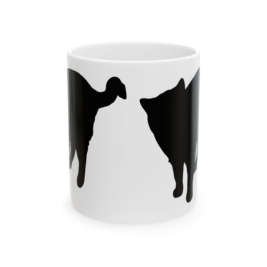 Black Cat Silhouette Ceramic Mug — Minimalist Cat Lover Coffee Cup 11 oz Item #610806