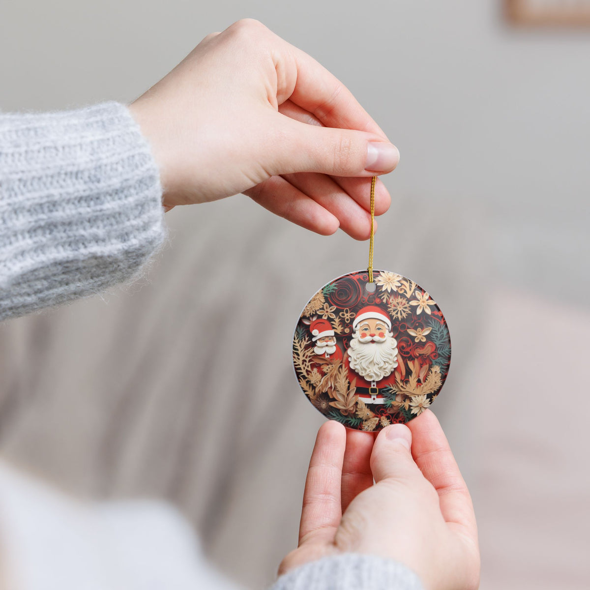 Santa Claus Christmas Ceramic Ornament Item #18917