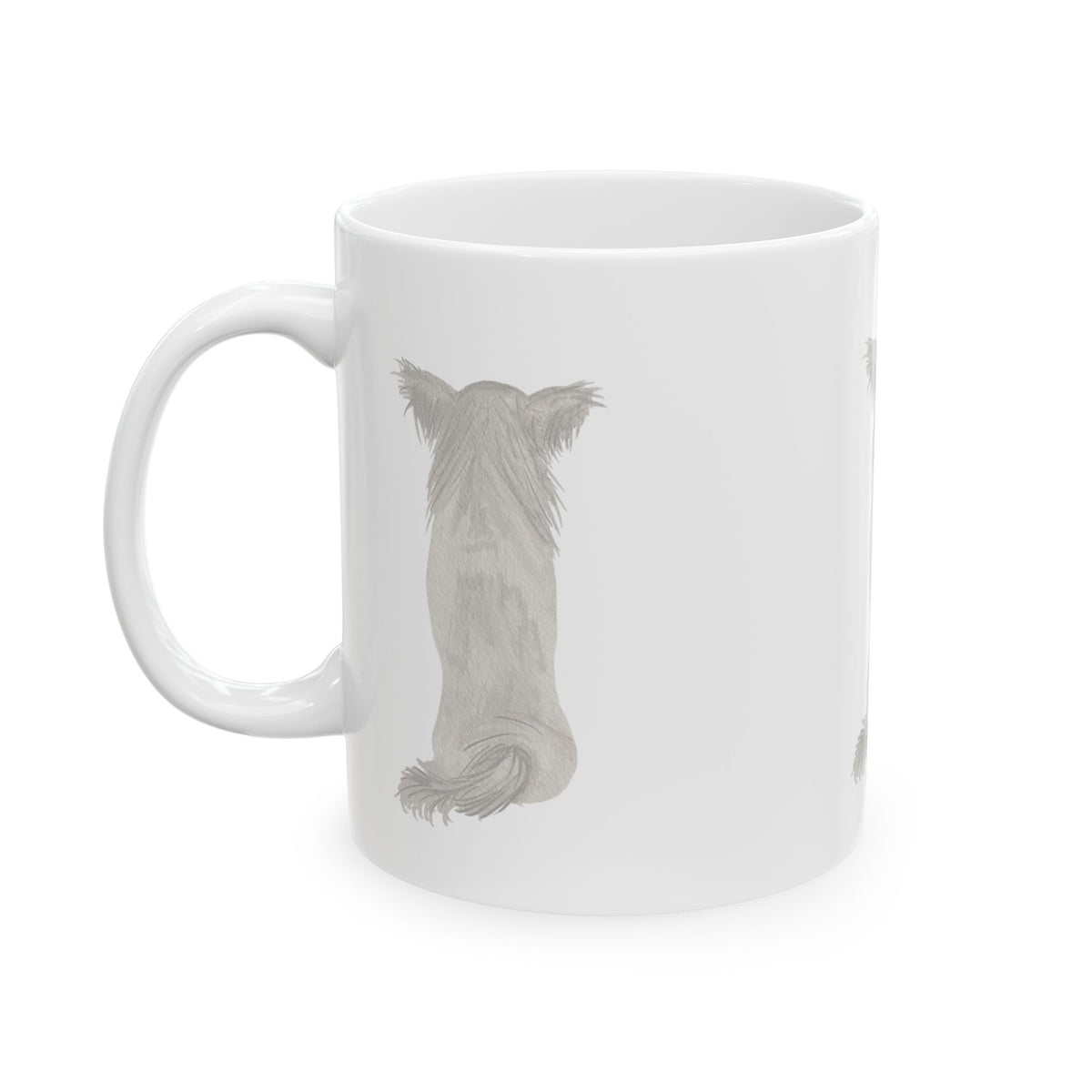 Dog Silhouette Ceramic Mug — Back View Sketch Coffee Cup 11oz Item #1045