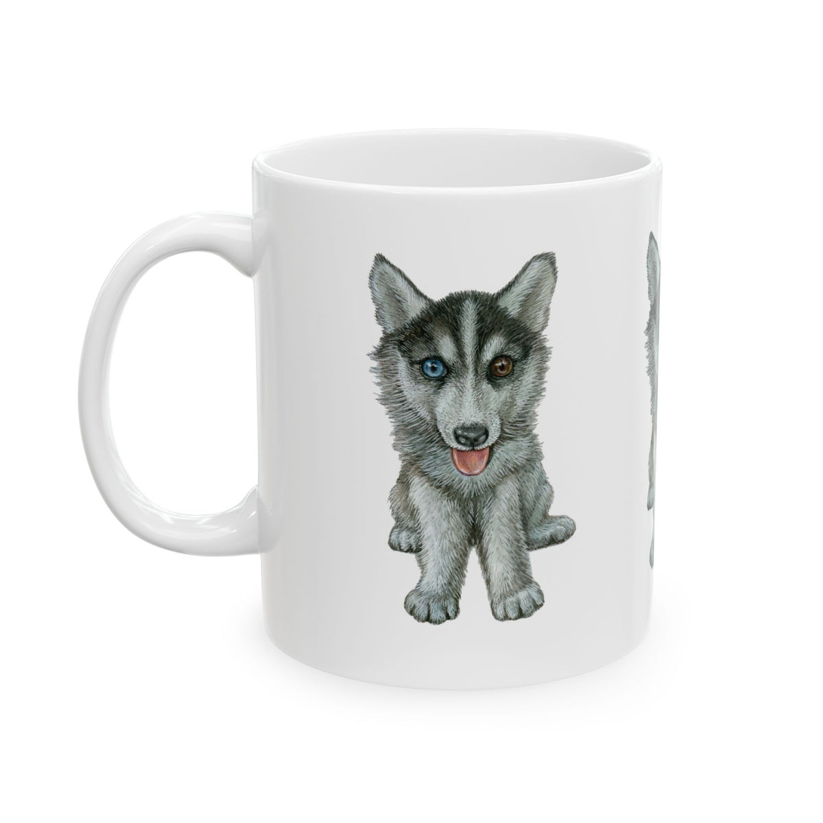 Husky Puppy Ceramic Mug – Cute Watercolor Dog Coffee Cup 11oz Item #28146