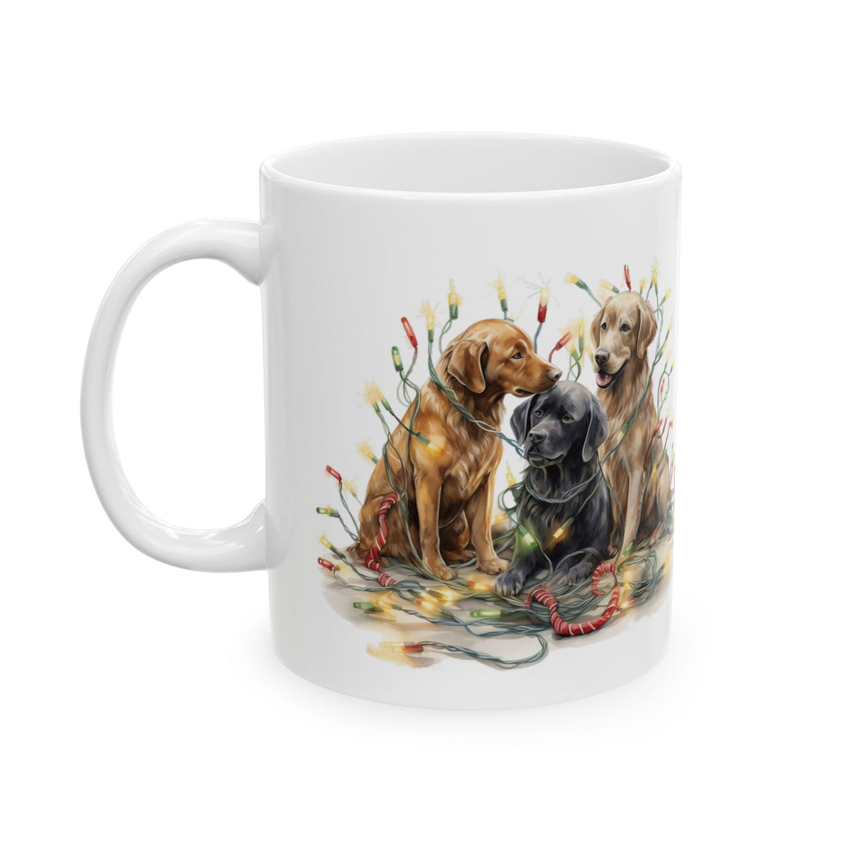 Christmas Labrador Playing With Lights Ceramic Mug 11oz Item #374998