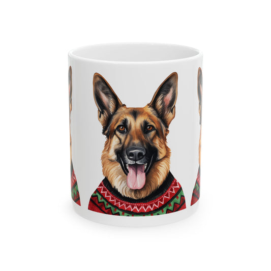 German Shepherd Christmas Mug — Festive Dog Portrait Coffee Cup 11oz Item #633358