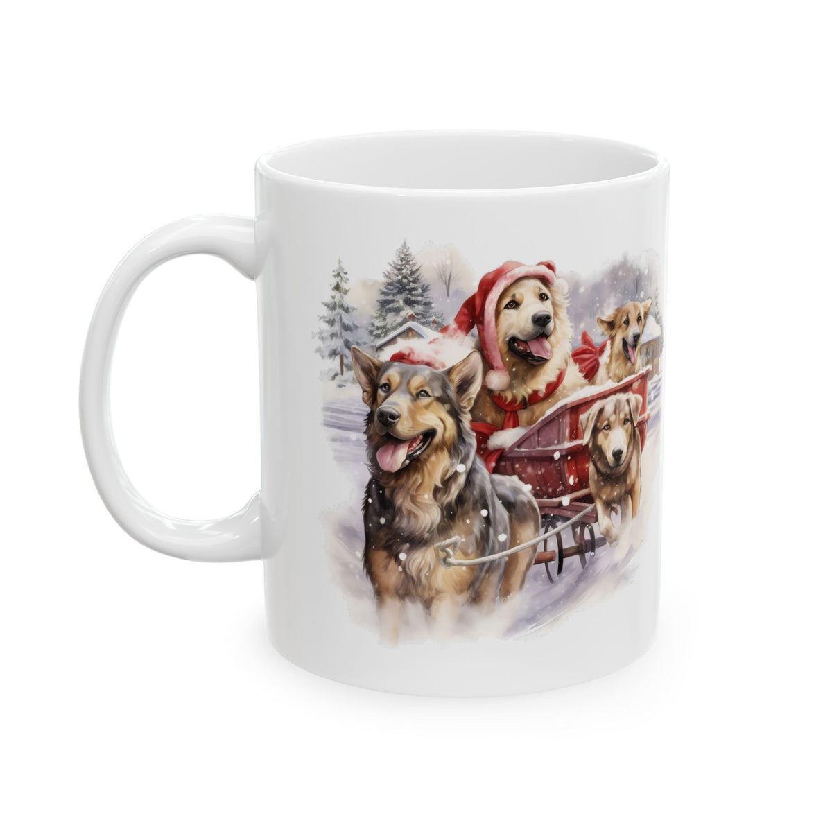 Festive Dogs In Sleigh Ceramic Mug 11oz Item #832719