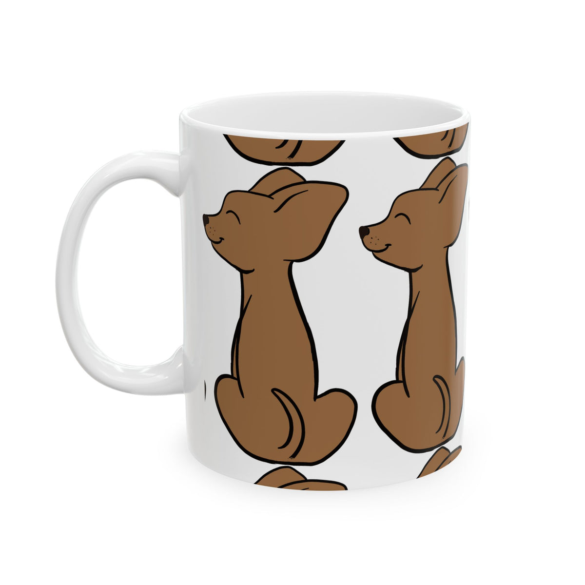 Brown Chihuahua Pattern Ceramic Mug — Cute Dog Lover Coffee Cup 11oz Item #871262