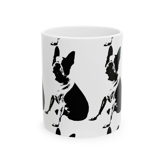 Boston Terrier Ceramic Mug — Black & White Dog Pattern, 11oz Item #421803