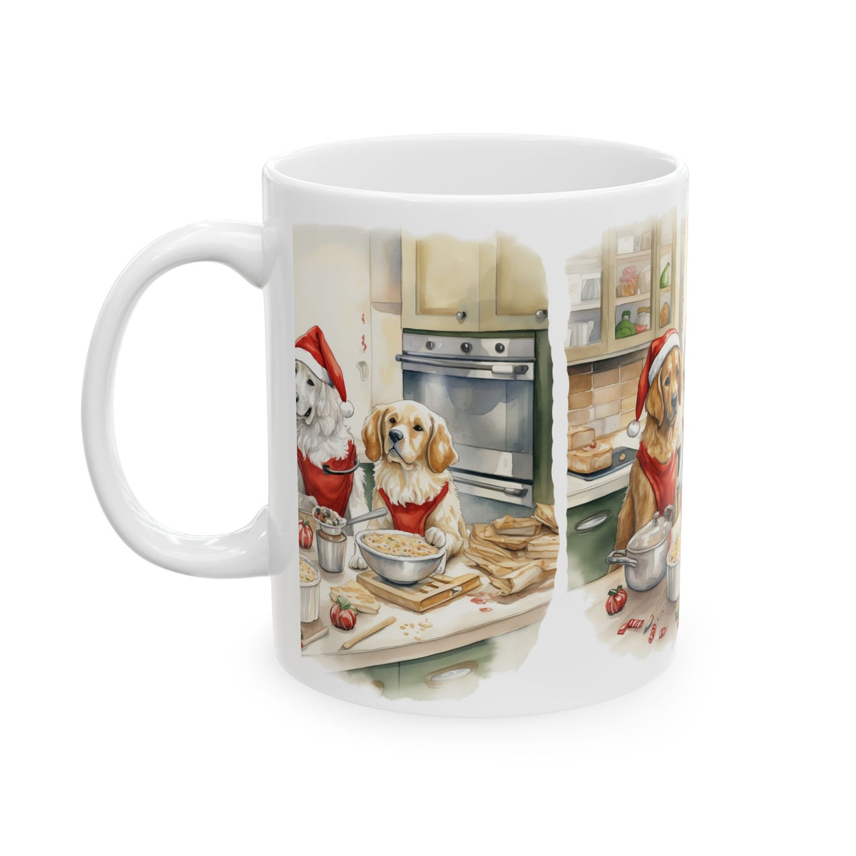 Christmas Dogs Baking Ceramic Mug — Festive Dogs Holiday Coffee Cup 11oz Item #309585