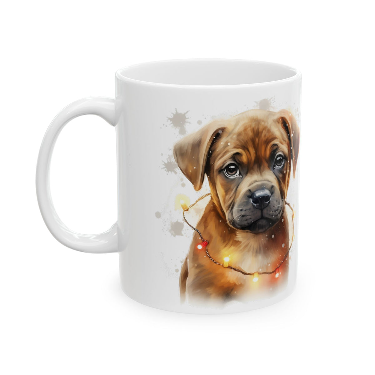 Festive Boxer Dog In Lights Christmas Ceramic Mug 11oz Item #599698