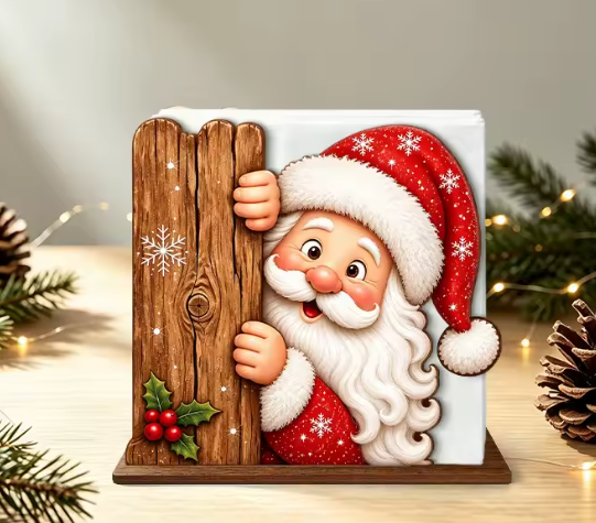 Santa Claus Wooden Napkin Holder By Santa's Creations
