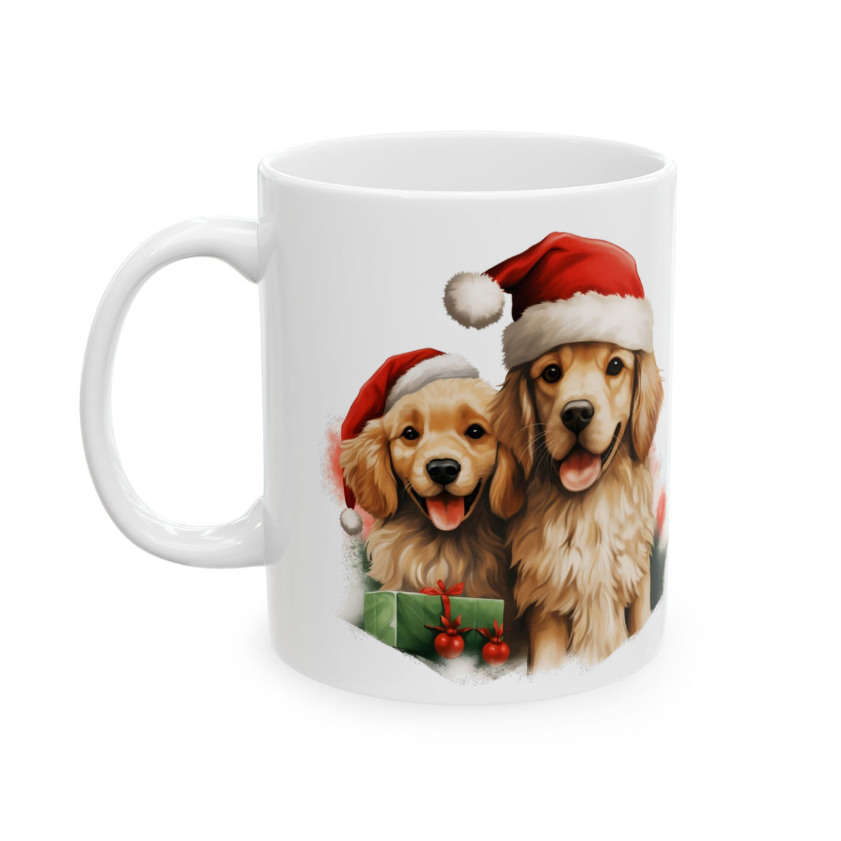 Christmas Golden Retriever With Santa Hat Ceramic Mug 11oz Item #10647