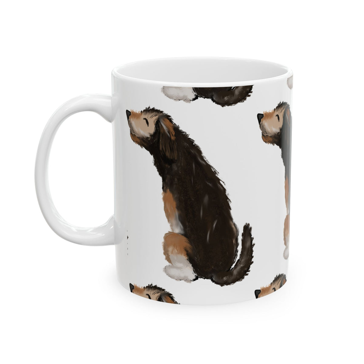 Dog Pattern Ceramic Mug — Cute Pawprint Coffee Cup 11oz Item #249773