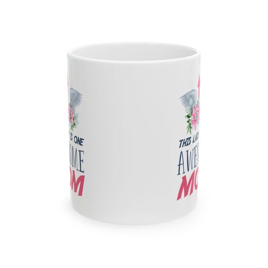 Awesome Mom Ceramic Mug – Floral Elephant "This Lady Is One Awesome Mom" 11oz Item #646608