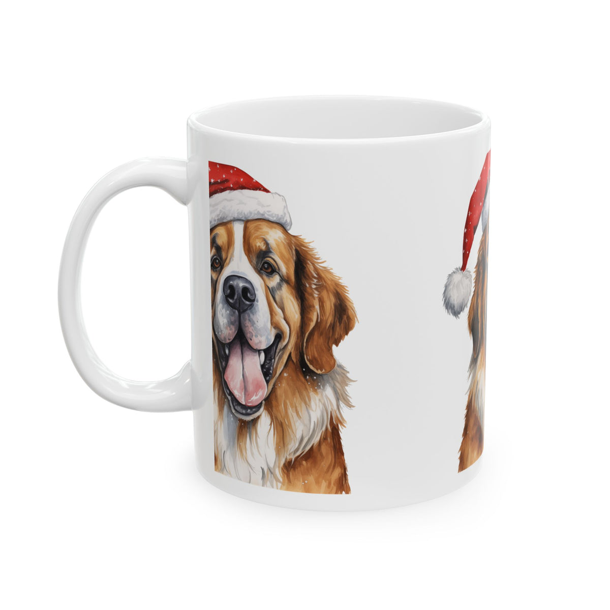 St. Bernard Christmas Mug – Cute Dog with Santa Hat Ceramic Coffee Cup 11oz Item #44664