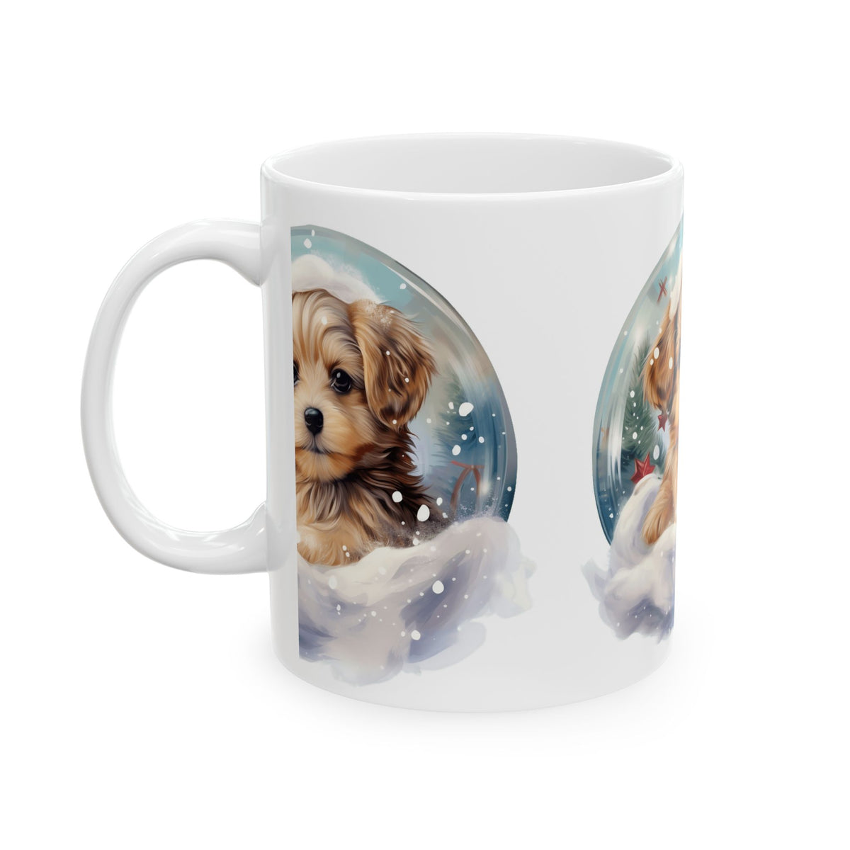 Cute Puppy Snow Globe Ceramic Mug – Adorable Winter Dog Gift 11oz Item #39986