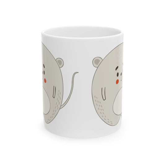 Cute Mouse Ceramic Mug — Whimsical Animal Coffee Cup, Gift for Kids & Animal Lovers 11oz Item #841019