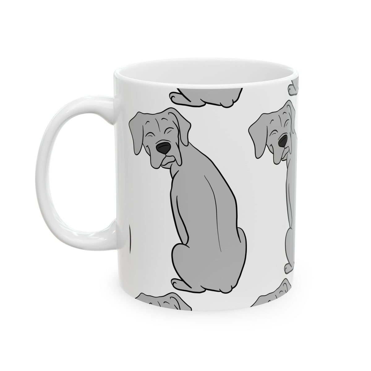 Grey Lab Dog Pattern Ceramic Mug — Cute Labrador Coffee Cup 11oz Item #542949