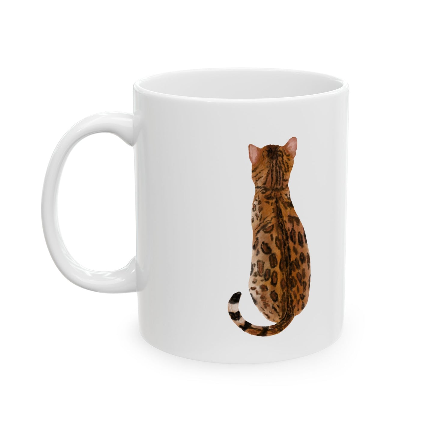Leopard Cat Ceramic Mug — Cute Sitting Leopard Coffee Cup 11oz Item #805