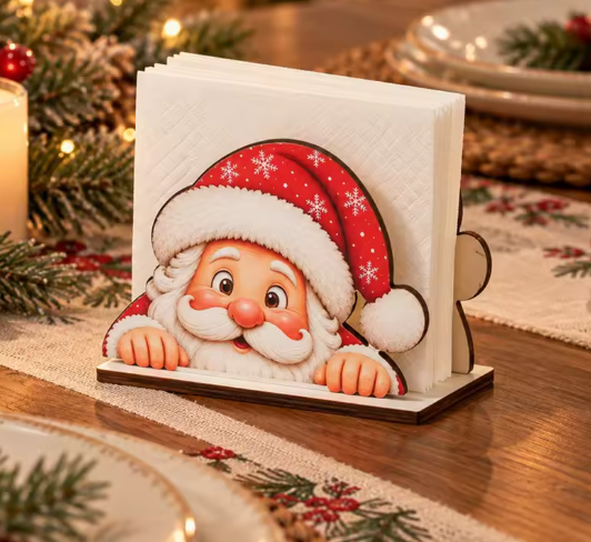 Santa's Face Wooden Napkin Holder By Santa's Creations