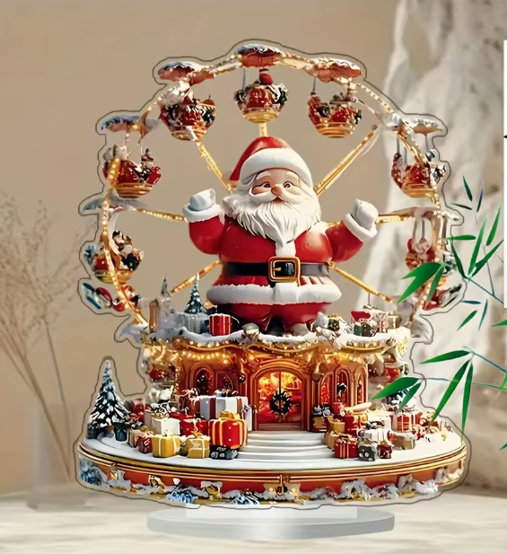 Santa’s Creations Santa Claus Christmas Carousel Musical Figurine – Festive Santa & Holiday Village Display Item #261264