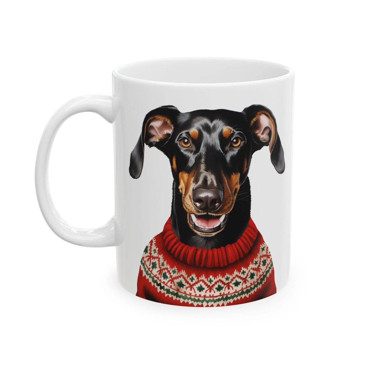 Dachshund in Christmas Sweater Ceramic Mug – Festive Dog Lover Coffee Cup 11oz Item #102323
