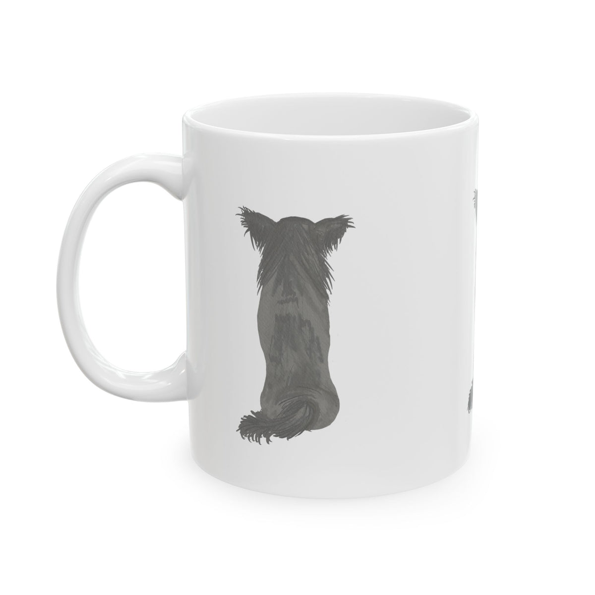 Black Dog Back-View Ceramic Mug — Cute Pet Lover Coffee Cup 11oz Item #105059