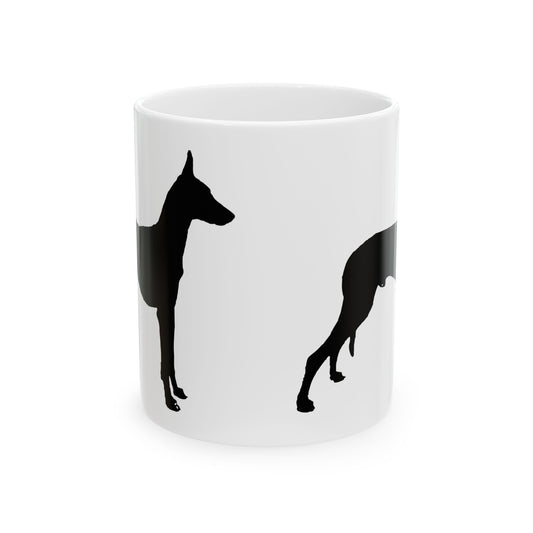 Greyhound Silhouette Ceramic Mug — Black Dog Profile Coffee Cup 11oz Item #15878