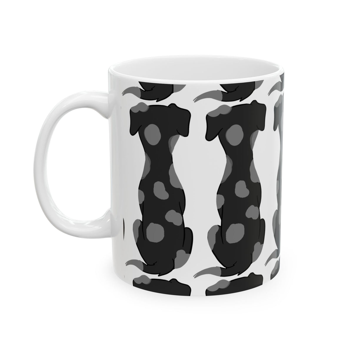 Dog Print Ceramic Mug – Black & White Pattern 11oz Item #571898