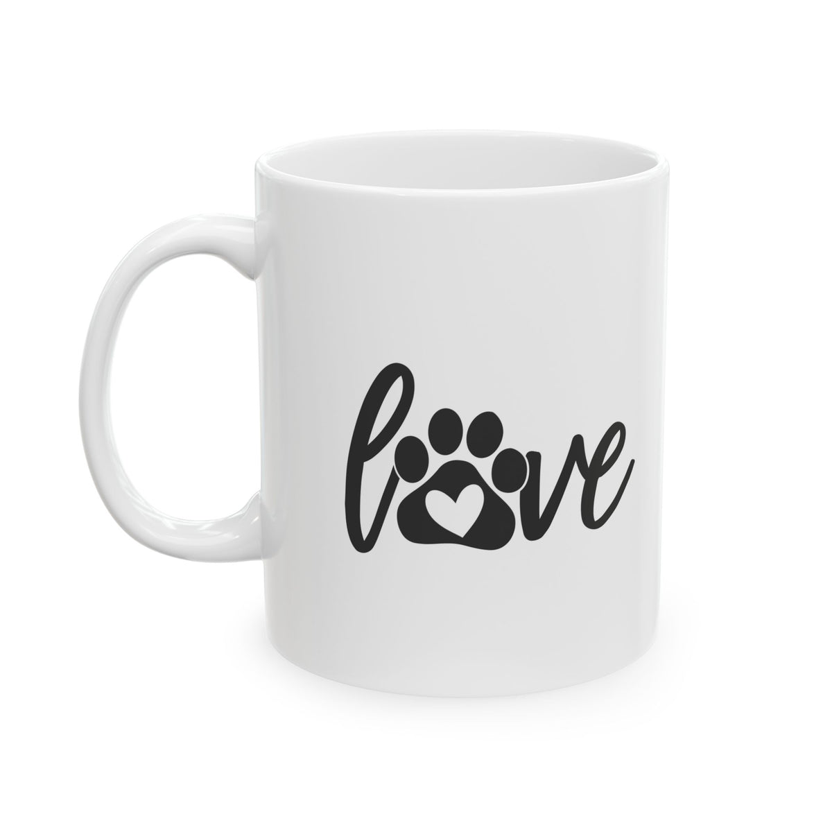 Love Paw Print Ceramic Mug — Cute Pet Lover Coffee Cup 11oz Item #326024