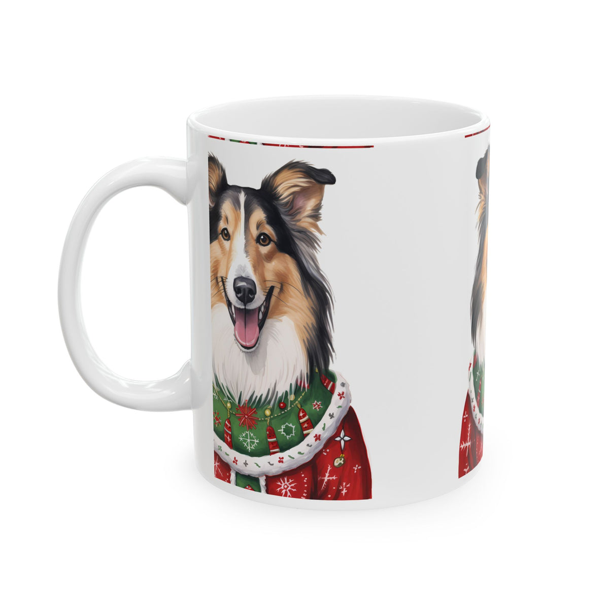 Collie Dog Christmas Mug – Festive Holiday Sweater Coffee Cup 11oz Item #620182