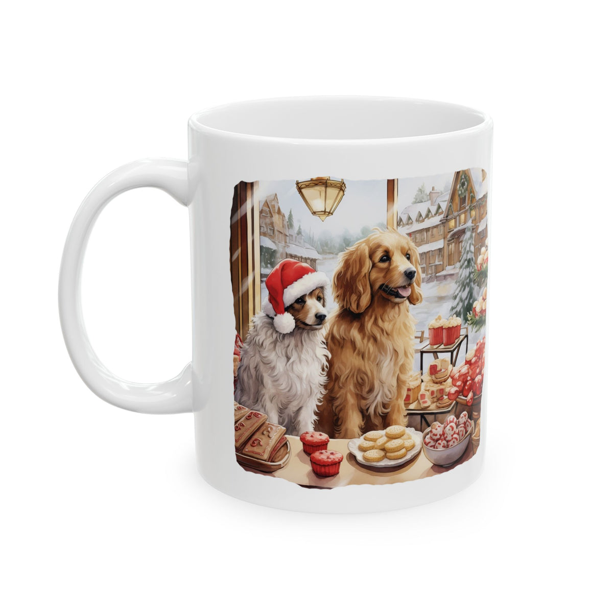 Christmas Dogs Sitting Around Food Ceramic Mug 11oz Item #676253