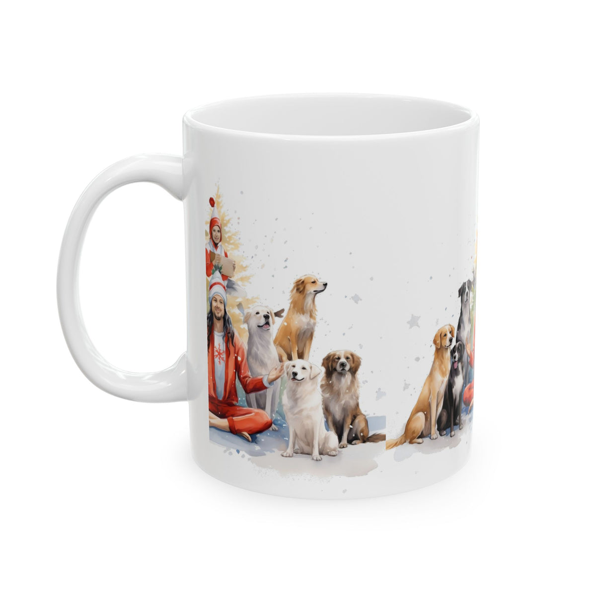 Christmas Yoga Dog Mug – Holiday Meditation with Dogs Ceramic Coffee Cup 11oz Item #919883